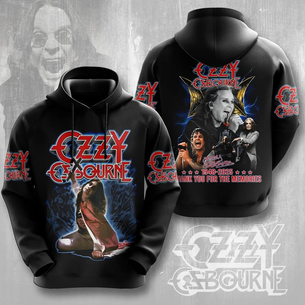 Felpa con cappuccio con stampa 3D del gruppo rock Ozzy Osbourne, uomo e donna, alla moda, oversize, abbigliamento per adulti, cappotto per fan, felpa con cappuccio da uomo Y2k