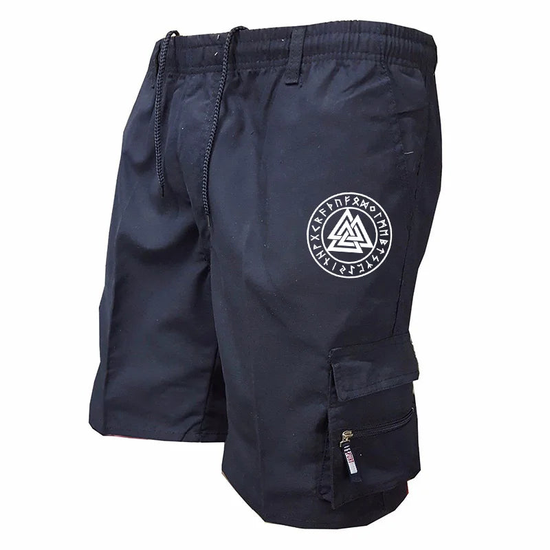 Pantaloncini tattici da uomo Delta Core Cargos con simbolo geometrico, tessuto elasticizzato in quattro direzioni, tasca di sicurezza nascosta, elastico in vita per palestra e fitness.