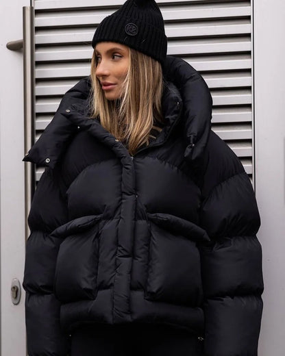 Casual Leopard Print Hooded Puffer Jacket Women Stand Collar Zipper Short Puffy Coat 2025 Winter Lady Street Warm Outerwears New
