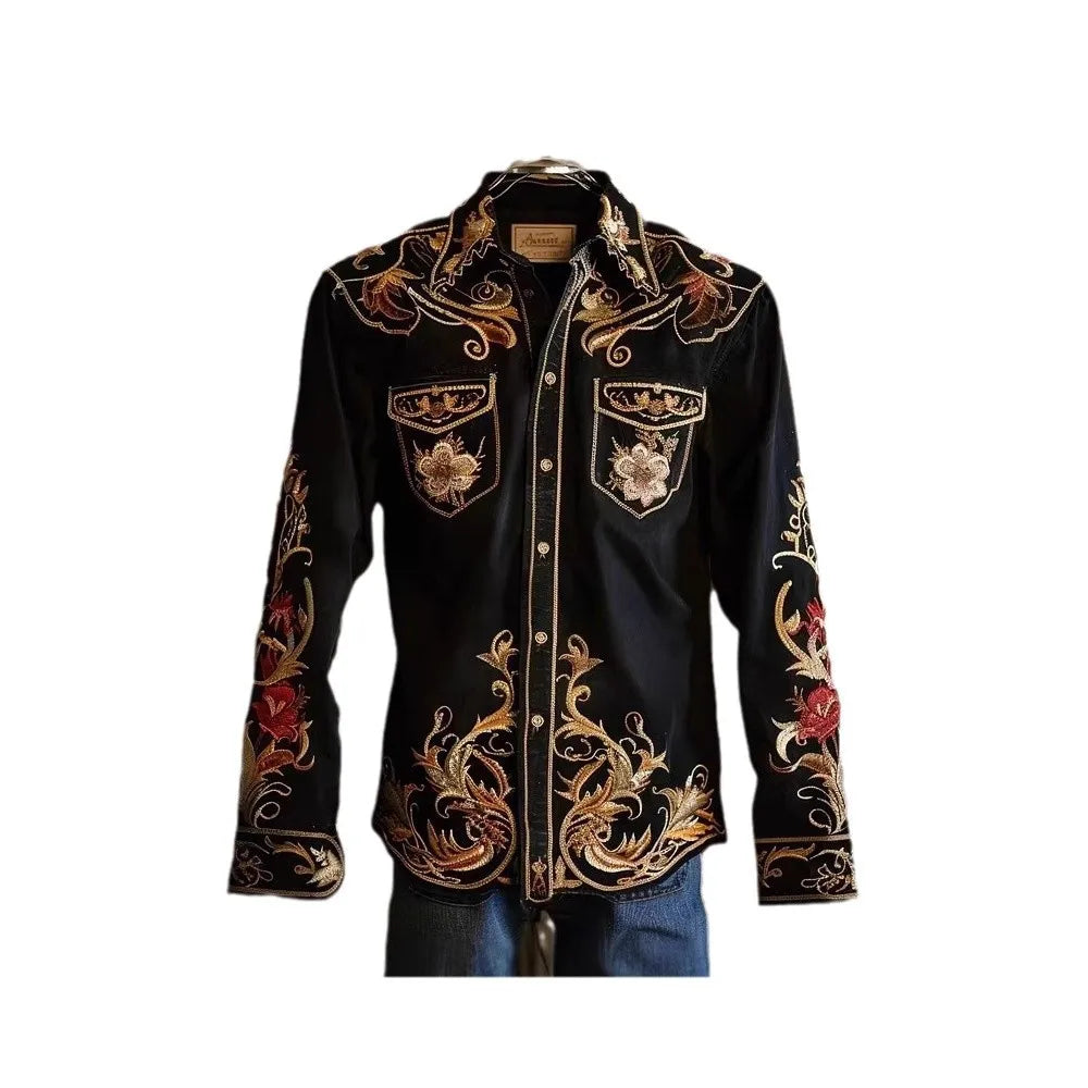 Camicia vintage da uomo a maniche lunghe con bandiera americana, patriottica, con bottoni, stile streetwear, casual, comoda, in poliestere, vestibilità slim