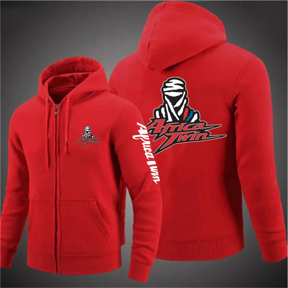 2025 Giappone Moto Africa Twin Crf 1000L Uomo Tinta unita Cerniera Manica lunga Felpa casual alla moda Pullover Hoodie