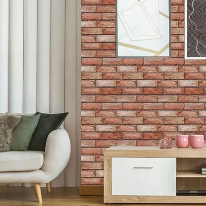 5/10pcs Self Adhesive Waterproof 3D Wall Panels, Brick Wallpaper, Retro Sticker for Bathroom, Fireplace decorative wall stickers