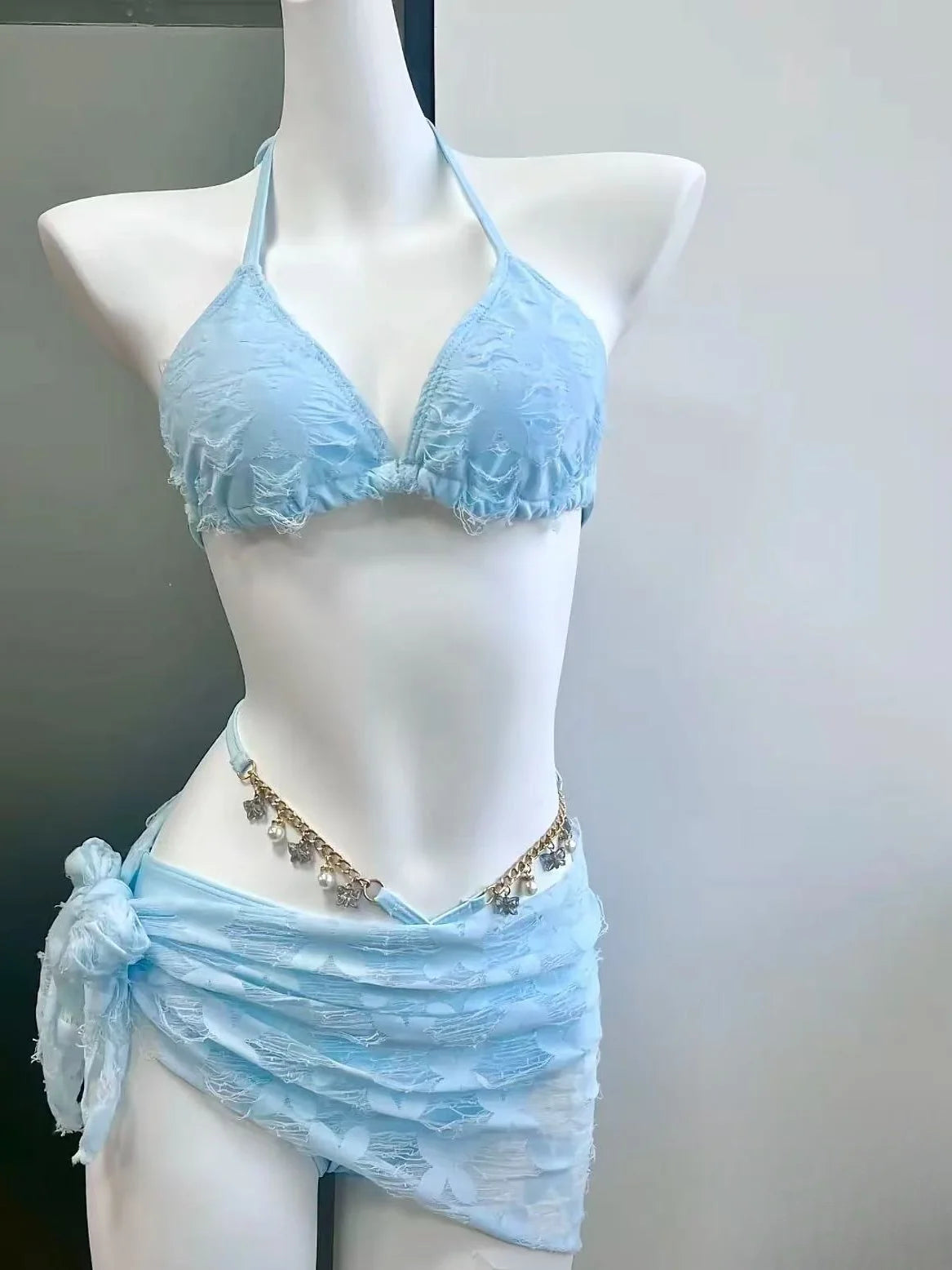 2026 New High Waist Fairy Sweet 4-Piece Women's Split Bikini Set - Print Trendy Swimwear Beach Vacation Summer Party Fashion