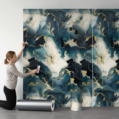 Self Adhesive Marble Wallpaper 1 Roll Waterproof Antifouling Thick Foam Wall Sticker for Bedroom Living Room
