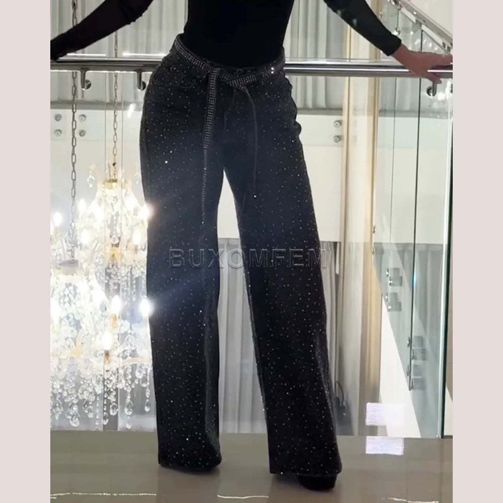 Jeans larghi da donna, modello a gamba dritta con fori, stile 2025, pantaloni ampi ed eleganti, abbigliamento streetwear Y2K.