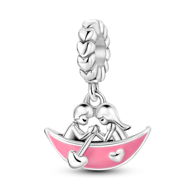 Anello romantico in argento sterling 925 con rosa, ideale per coppie, perfetto come proposta di matrimonio o per San Valentino. Ciondoli e perline adatti a collane e bracciali, perfetti per creare gioielli fai da te e regali.