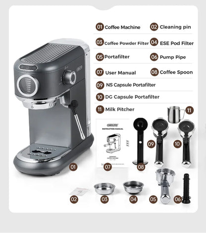 Macchina per caffè espresso Cafelffe 4 in 1 Cafetera Cappuccino Dolce Gusto Nes Capsule ESE Pod Ground Regalo per amante, papà, mamma