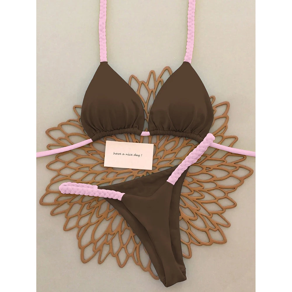Micro Bikinis 2025 Push Up Women Swimsuits Sexy Swimwear Brazilian Bikini Set Thong Biquini Solid Swimsuit Summer Beachwear