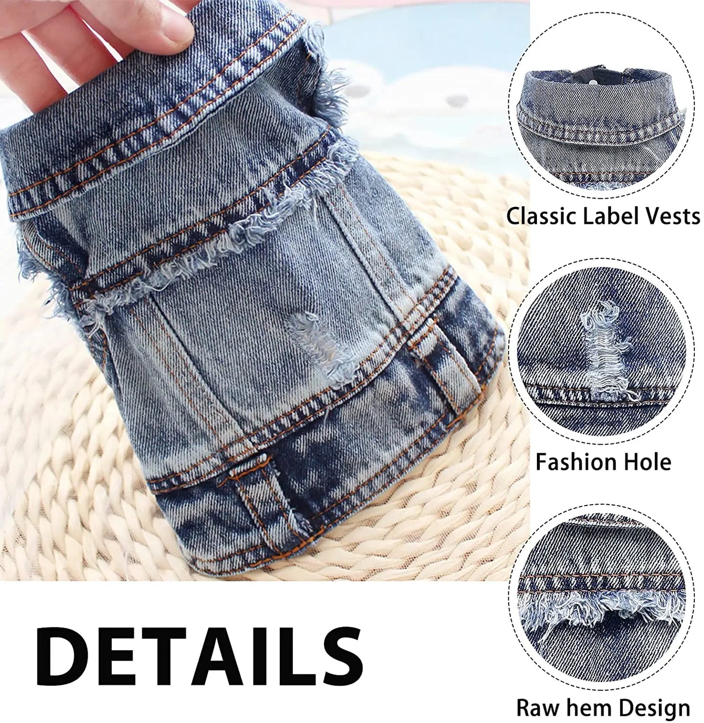 Abbigliamento per gatti Sphinx per gatti di piccola, media e grande taglia, giacca di jeans per gatti lavata scura, cappotto in denim per primavera e autunno, costume per gatti, abbigliamento per animali domestici