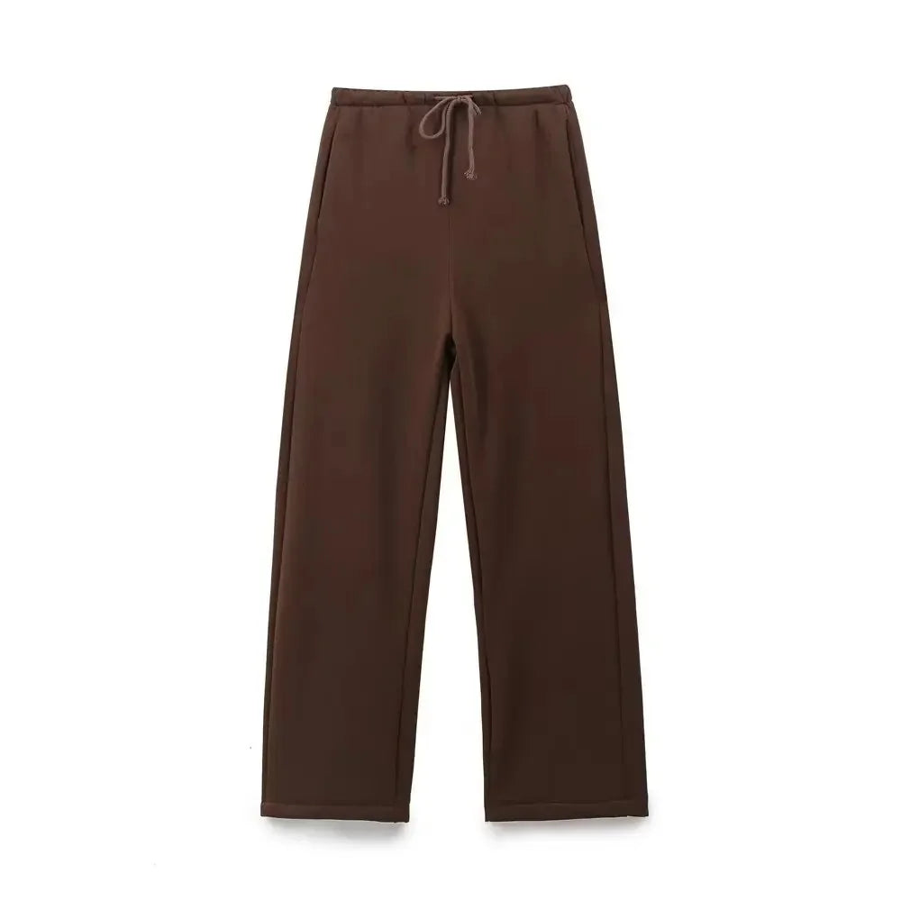 Completo da donna con felpa con cappuccio e cerniera, giacca e pantaloni a gamba dritta, in morbido misto cotone, importato dalla Cina