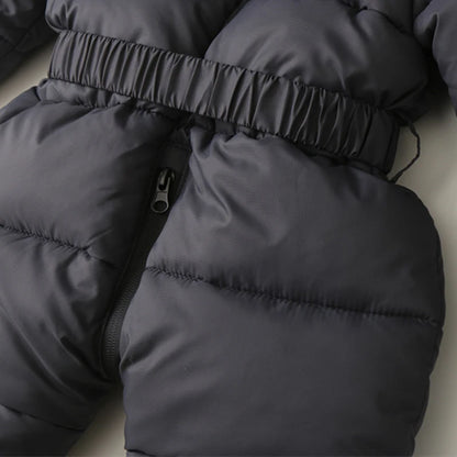 Tutina invernale per neonati, abbigliamento per neonati imbottito, tutina calda in velluto con guanti e cappuccio, tuta da neve per neonati.