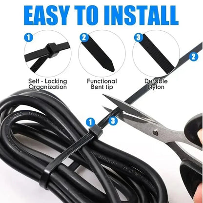 10-1000 Pcs Plastic Clamping Collar Rilsan Cable Ties Clamp Greenhouse Plastic Clamps Self-tightening Plastic Necklace Belts