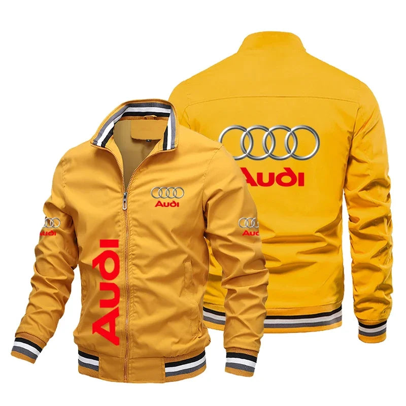 2024 Nuove giacche da uomo alla moda con stampa del logo Audi, giacca bomber casual, giacca a vento da motociclista, giacca sportiva da corsa.