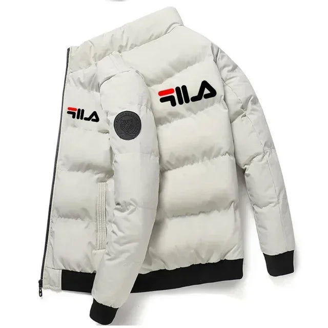 2025 Autumn Winter Men's Short Warm Coat Thick Windshield Casual Printed Zipper Jacket For Outdoor Activities And Street Style