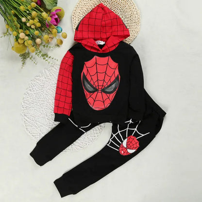 Costume da supereroe dei cartoni animati per bambini, set di abbigliamento per neonato, cappotto primaverile, pantaloni, completo da 2 pezzi per bambina con felpa con cappuccio e pantaloni.