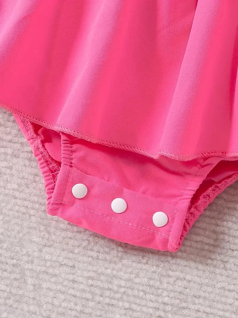 Prowow Abbigliamento per neonate Abito estivo con body senza schienale, stampa con lettere e patchwork per neonate e bambine