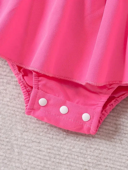 Prowow Abbigliamento per neonate Abito estivo con body senza schienale, stampa con lettere e patchwork per neonate e bambine