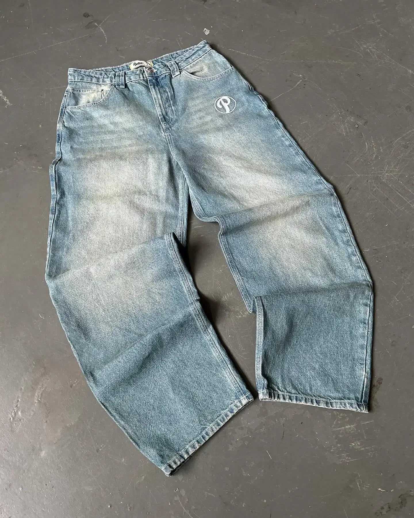 2024 Nuova tendenza americana 2024 Jeans larghi con ricamo hip-hop retrò per uomo e donna Y2K Harajuku Gothic Streetwear