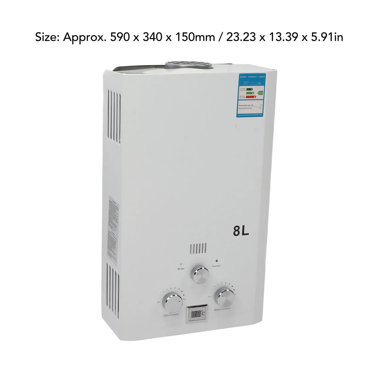 Shower Water Heater 8L Intelligent Water Storage Small Flue Type Liquefied Gas Water Heater for Bathroom Kitchen