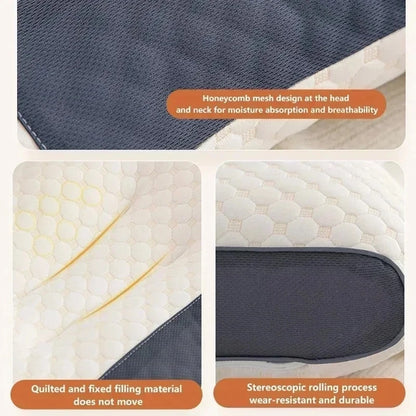 Cuscino massaggiante ergonomico SPA a nido d'ape, 3D, in cotone lavorato a maglia bicolore, supporto cervicale anti-collasso per uso domestico