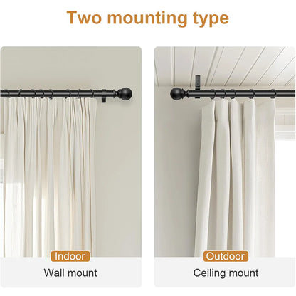 Adjustable Metal Curtain Rod Telescopic Poles with Bracket 70-120cm/120-210cm/160-300cm Multiple Colors