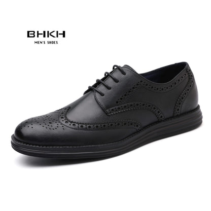 BHKH 2025 Autunno Scarpe eleganti da uomo in vera pelle, alla moda, con lacci, casual, scarpe eleganti da lavoro/ufficio, leggere