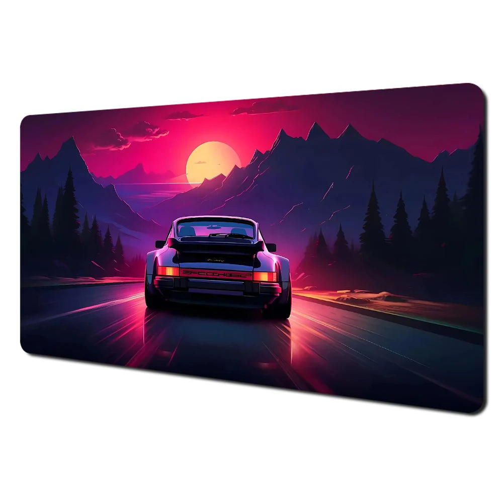 Ukiyo-e style sports cars and fantastical landscape large Mouse Pad Desk Mat pc accessories Gaming pad office rug Mouse carpet
