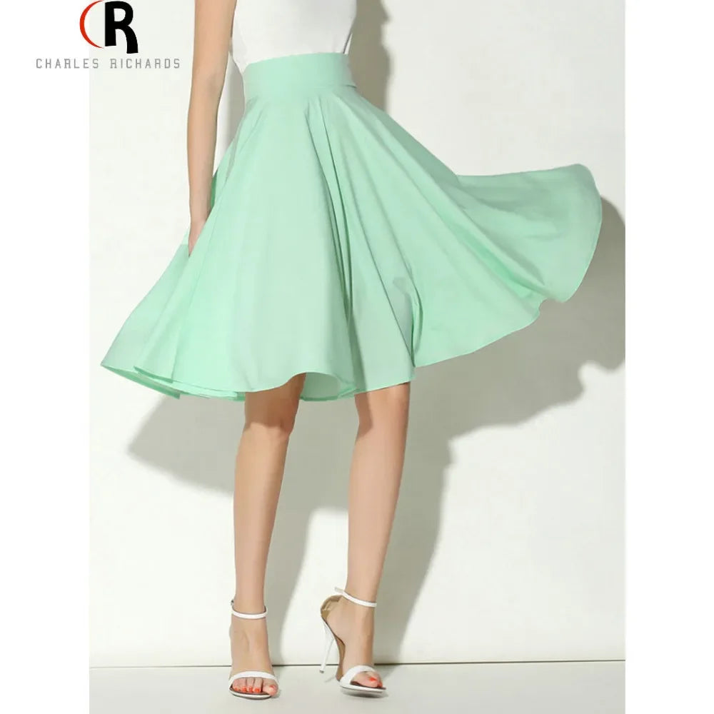 2018 Summer High-waisted Vintage Casual Mid-length Skirt Bohemian Style Ice-skating Dress For Women