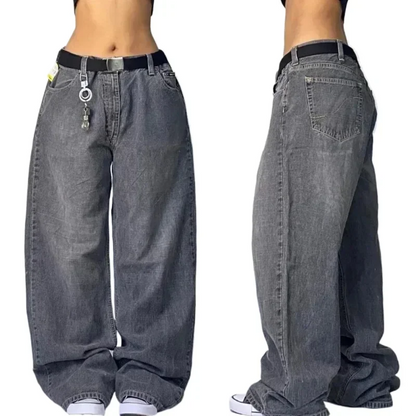 2024 Nuova tendenza americana 2024 Jeans larghi con ricamo hip-hop retrò per uomo e donna Y2K Harajuku Gothic Streetwear
