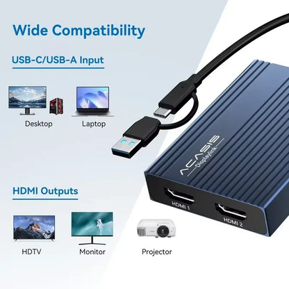 Acasis 6-in-1 USB-C Docking Station with DisplayLink, Support Dual 4K@60Hz, 100W PD Charging for MacBook Pro/Air
