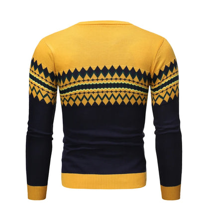 Maglioni a collo alto da uomo, autunno/inverno, alla moda, casual, slim fit, a righe, in maglia.