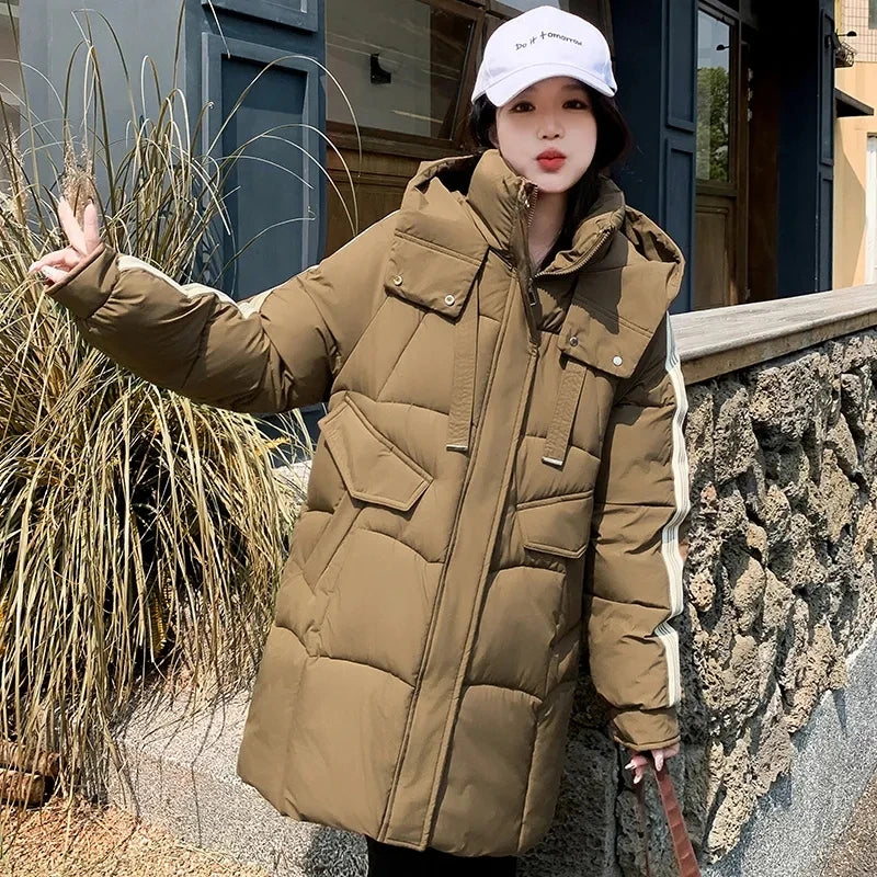 Down Cotton Jacket 2024 New Korean Version Loose Student Ladies Winter Parka Coat Elegant Temperament Cotton Padded Lady Coat