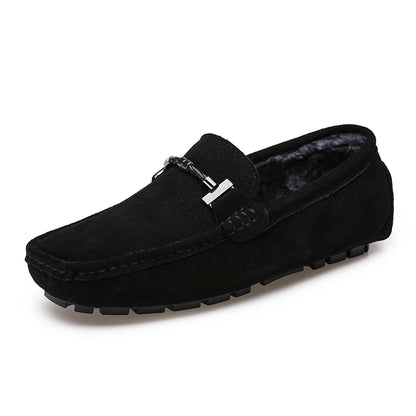 Mocassini da uomo, scarpe casual slip-on, mocassini da uomo in pelliccia, scarpe invernali calde da uomo, mocassini in vera pelle scamosciata di vacchetta, scarpe basse di lusso