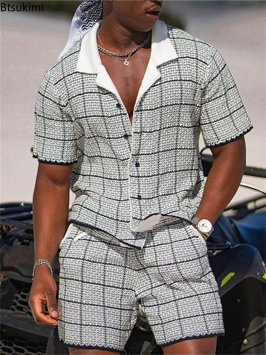 Completo da vacanza hawaiano da uomo, estivo, con camicia a maniche corte e pantaloncini, set di 2 pezzi, streetwear alla moda, abbigliamento casual con stampa 3D.