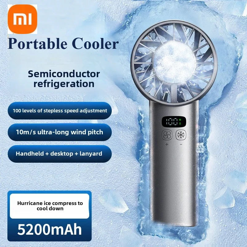 Ventilatore da collo portatile Xiaomi da 8000 mAh con USB, senza pale, mini ricaricabile, silenzioso, con display digitale a LED, raffreddatore d'aria elettrico portatile.