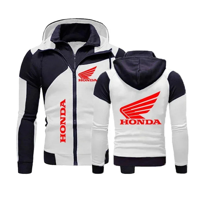 Felpa con cappuccio Honda, giacca da motociclista, felpa con stampa logo Honda Wing, pullover, giacca da motociclista alla moda, abbigliamento da uomo, felpa con cappuccio e cerniera personalizzata
