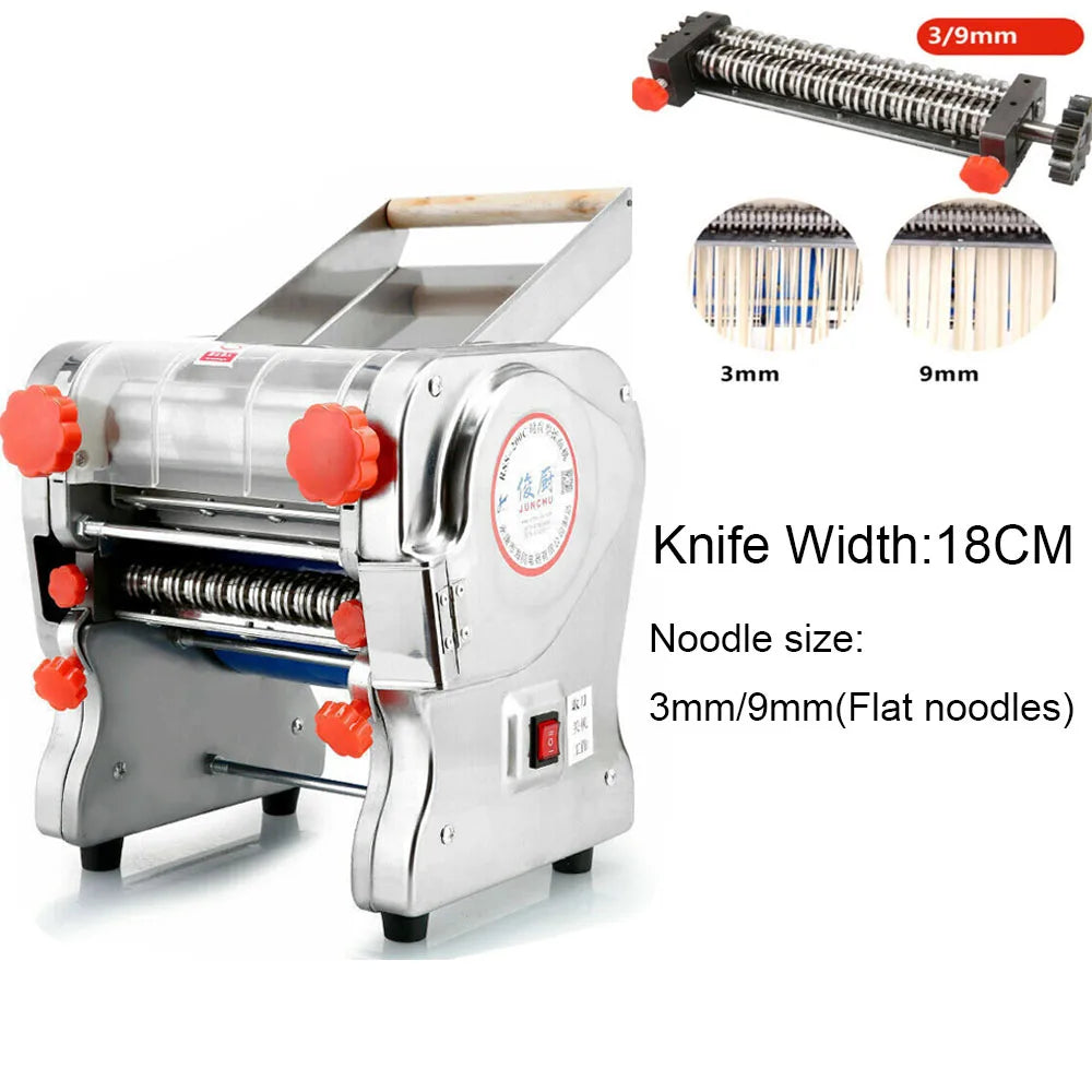 Macchina per pasta elettrica da 550 W, macchina per pasta con rullo per ravioli, acciaio inox, doppia lama, per uso commerciale