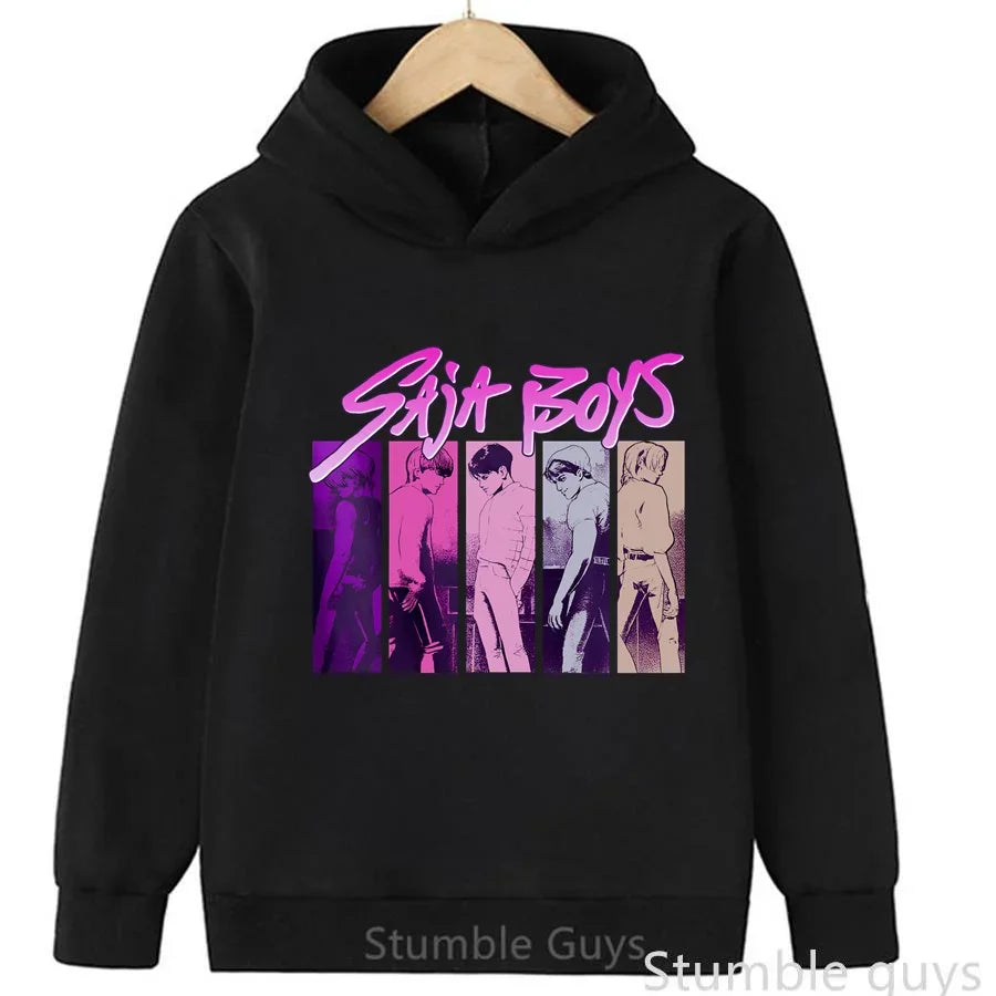 Felpa con cappuccio a maniche lunghe per bambini con stampa anime autunnale KPop Demon Hunters, abbigliamento sportivo, vestiti casual per ragazzi e ragazze.