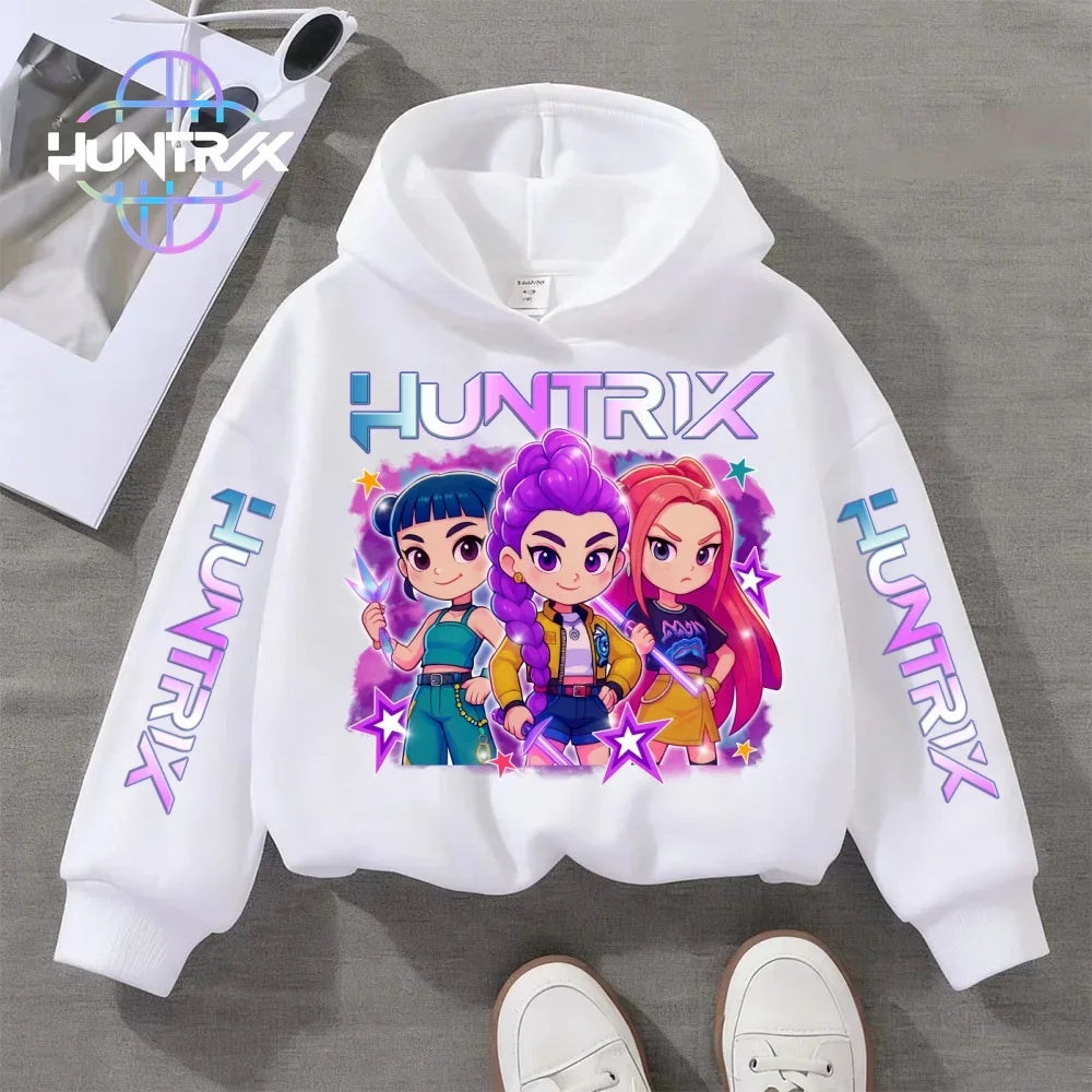 Felpa con cappuccio KPop Demon Hunters per bambini dai 3 ai 14 anni, con grafica Derpy, calda felpa autunnale