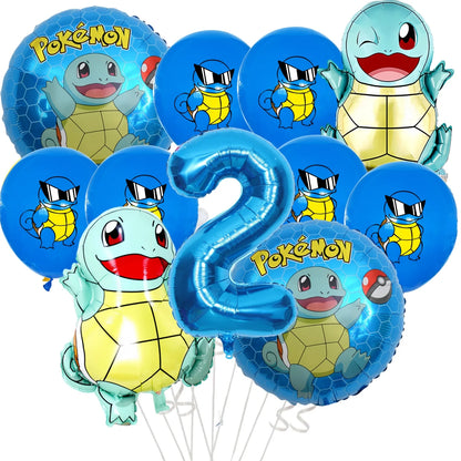 Palloncino Pikachu Pokemon per feste di compleanno da 1 a 9 anni, decorazione per feste a tema Pokemon e Squirtle, palloncino in alluminio per baby shower, bomboniere a tema Pikachu.