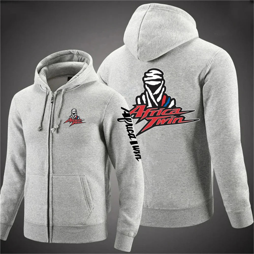 2025 Giappone Moto Africa Twin Crf 1000L Uomo Tinta unita Cerniera Manica lunga Felpa casual alla moda Pullover Hoodie