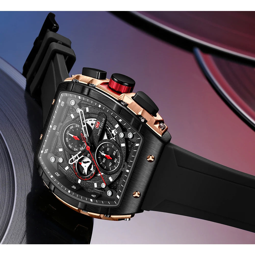Orologio sportivo da uomo di lusso impermeabile al quarzo con cinturino in silicone, orologio da polso alla moda Relogio Masculino 0399G