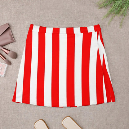 Red Vertically-Striped Mini Skirt festival outfit women extreme mini dress