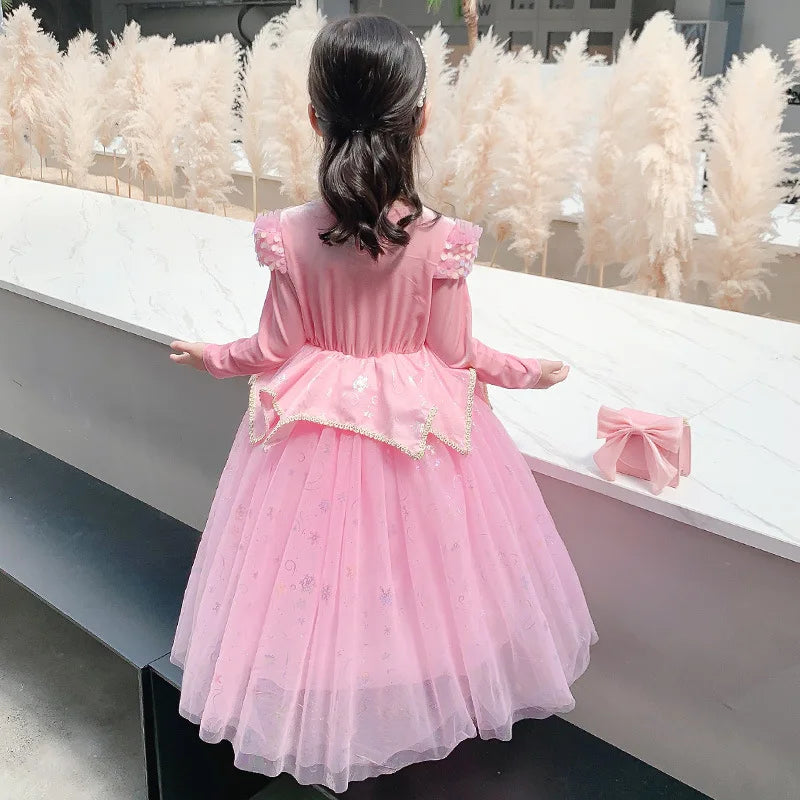 Costumi di Halloween per bambine, abiti da festa rosa per bambine, abito da principessa Aurora, costume cosplay della Bella Addormentata, set di travestimenti fantasy.
