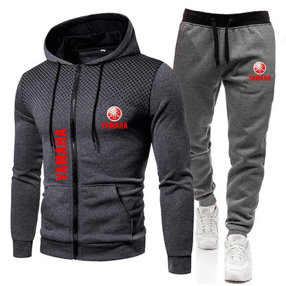 The popular Yamaha logo two-piece men's sportswear for 2025, running clothes, sportswear, hooded sweatshirt, zipper sweatshirt,
