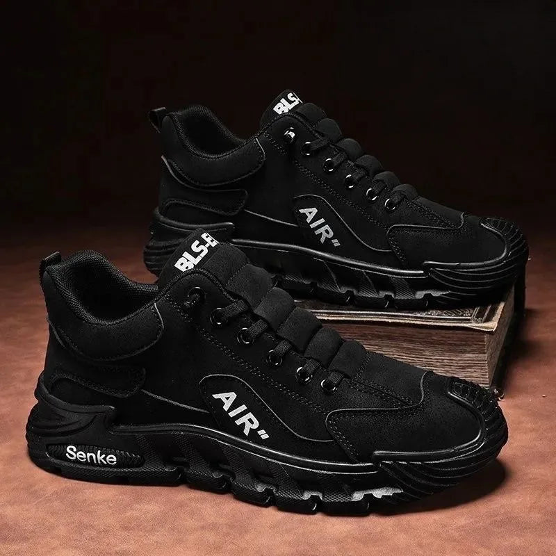 Scarpe casual da uomo autunno 2025, nere, semplici, traspiranti, scarpe da skate, comode e resistenti, scarpe da jogging in EVA.