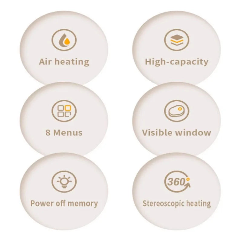 Nuova friggitrice ad aria ad alta capacità in acciaio inossidabile da 8 litri, forno elettrico domestico visivo, multifunzionale, senza olio, per la casa, nero, bianco e verde