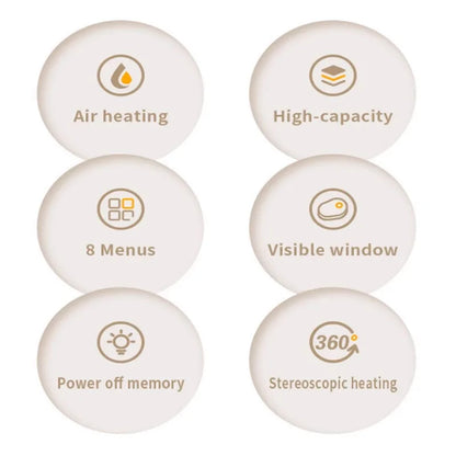 Nuova friggitrice ad aria ad alta capacità in acciaio inossidabile da 8 litri, forno elettrico domestico visivo, multifunzionale, senza olio, per la casa, nero, bianco e verde