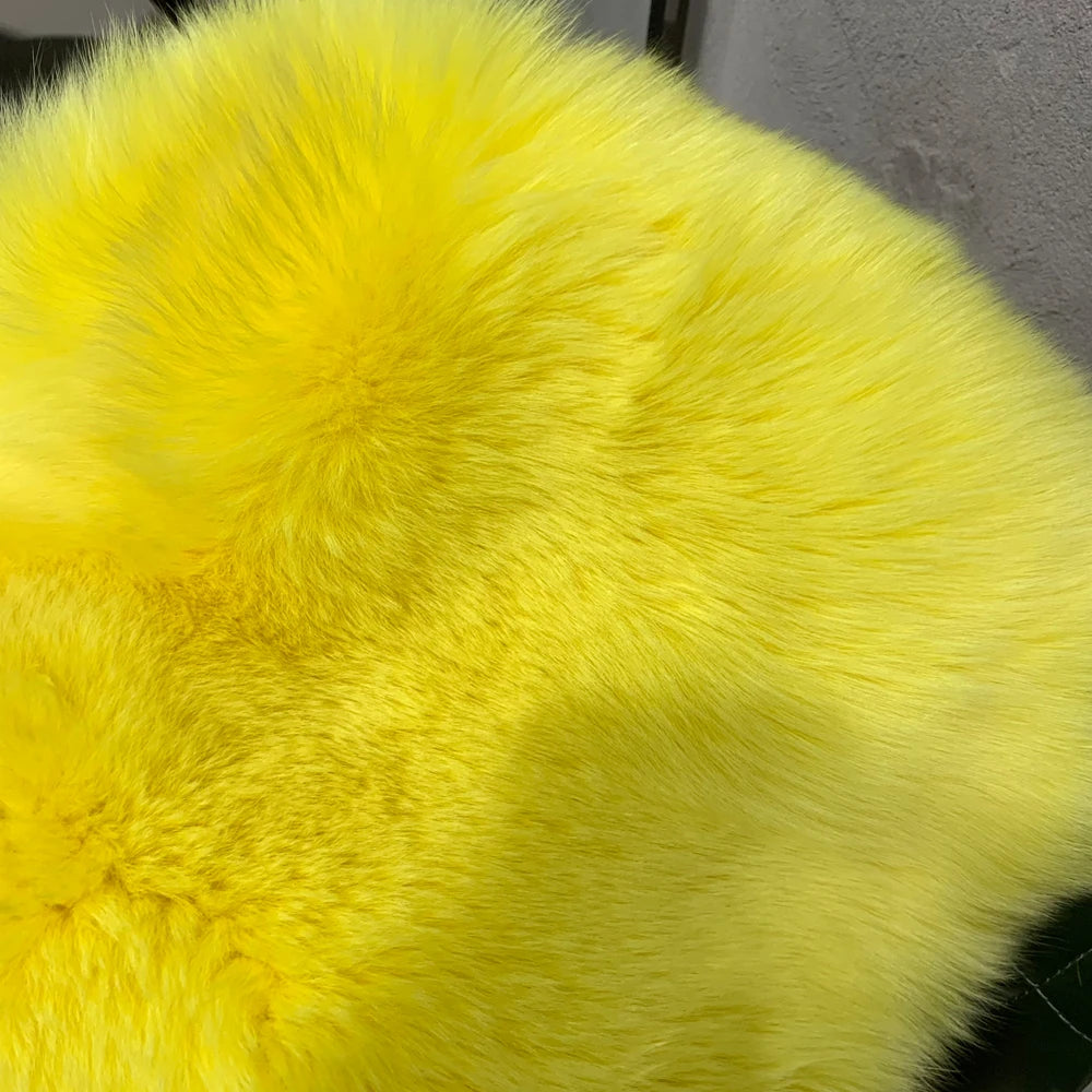 # Giacca in pelliccia di volpe dorata da donna, cappotto corto in vera pelliccia di volpe, manica lunga, in tessuto di pelliccia naturale con colletto