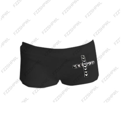 Stile dark Hip Hop Harajuku Rivet design Y2K Shorts Rock Gothic Fashion Crop Shorts Vintage Chic Hot pants Streetwear Punk Pants